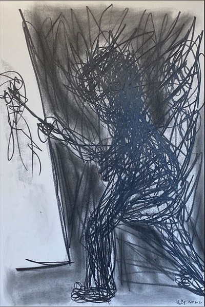 Untitled, 2022, Graphite Pastel on Paper, 100x71cm